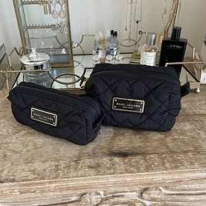 Marc Jacobs Quilted Textile Cosmetic Pouches - Black/Gold